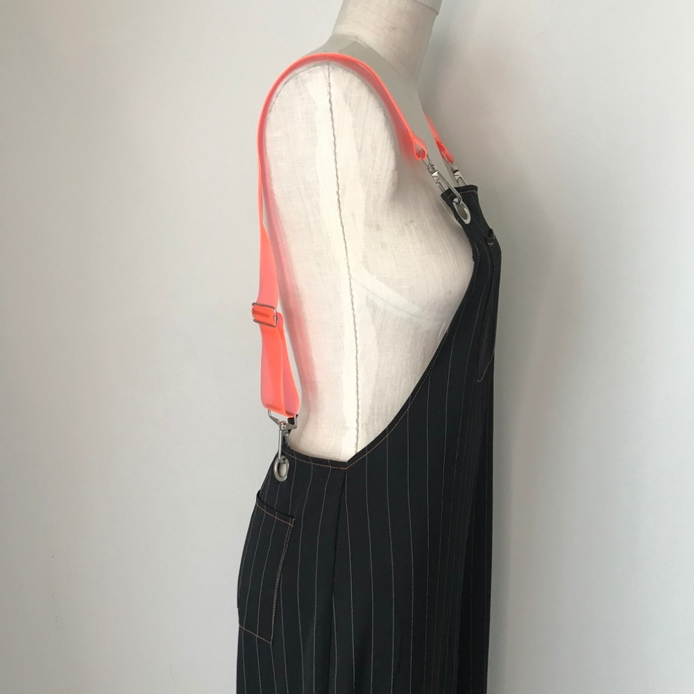 [LF] Black Stripe Chain Jumpsuit Overalls - Picture 4 of 5